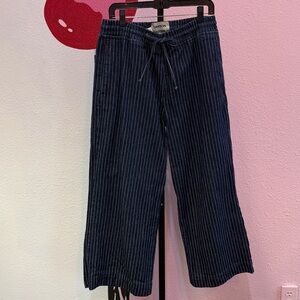 Damson Madder Dark Wash Stripe Wide Leg Elastic Waist Jeans Size UK 14/US 10